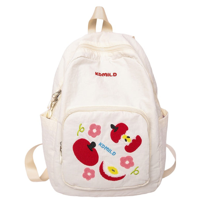 Casual Embroidered Apple Print School Backpack Stornfield
