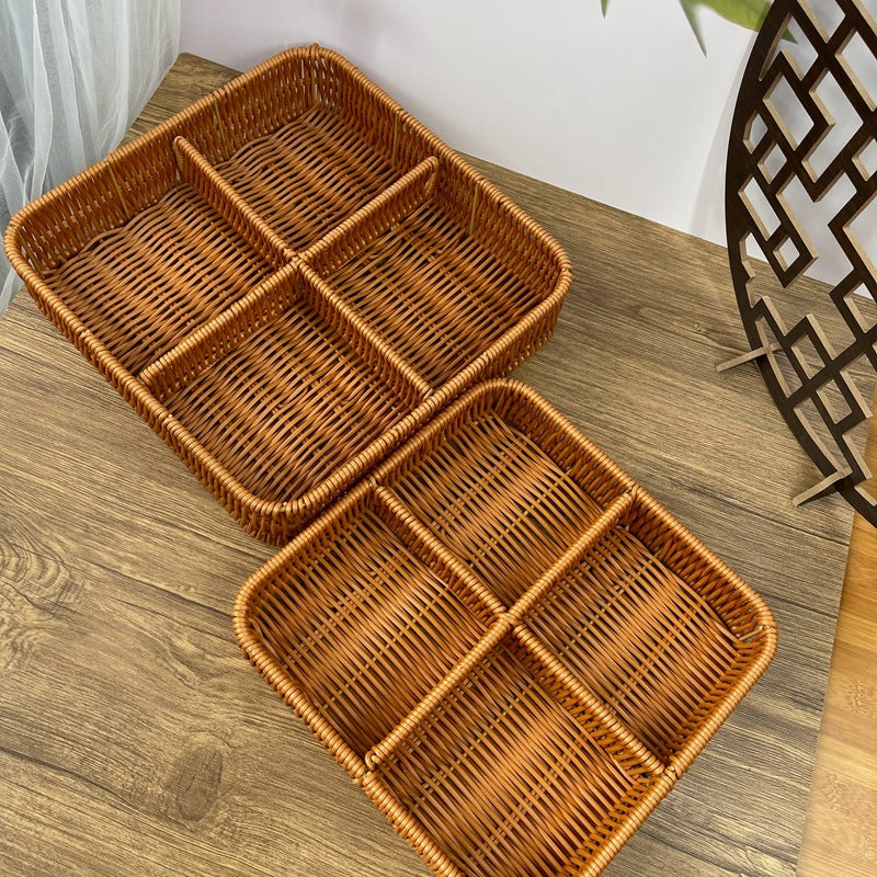 Ladies beef braided serving basket with three compartments Stornfield