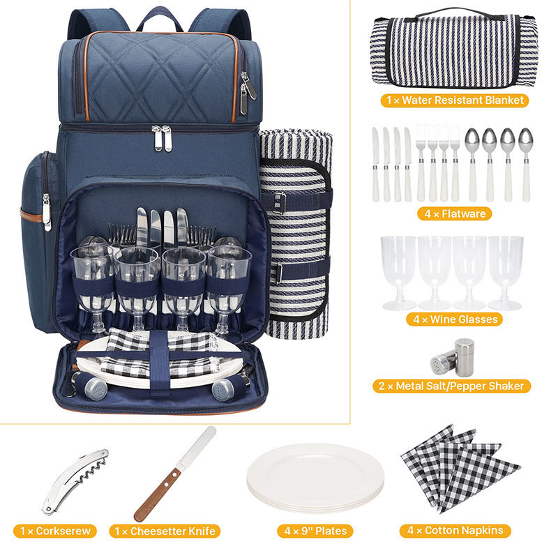 Gourmet Picnic Backpack with Dishware and Cooling Compartment Stornfield