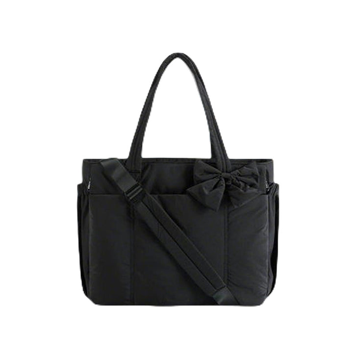 Multifunctional tote bag with detachable shoulder straps and decorative bow Stornfield