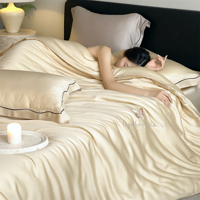 Luxury Satin Bedding Set made of silky-soft Microfiber with embroidered design and hotel quality