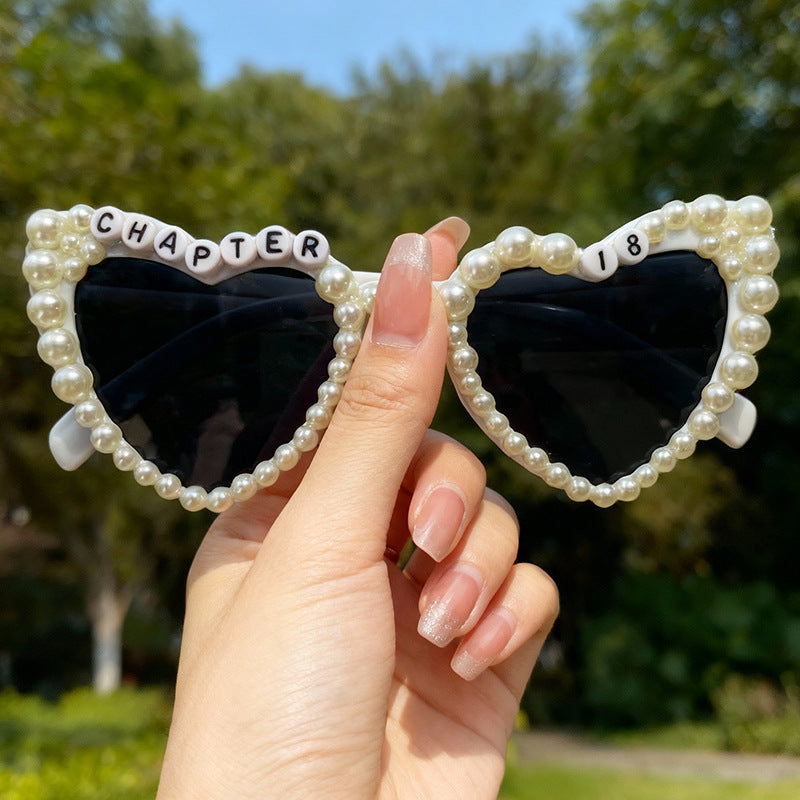 Pearl-Accented Heart-Shaped Sunglasses Stornfield