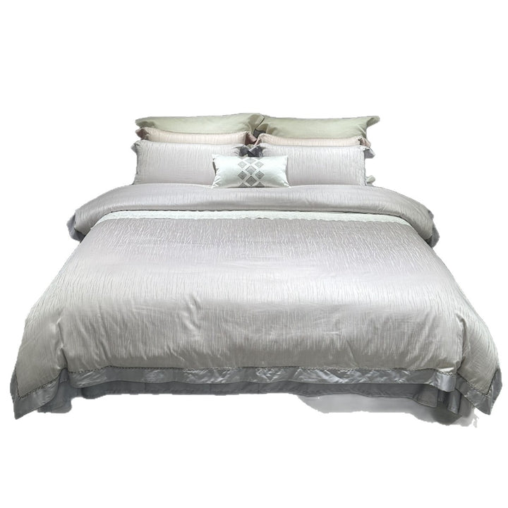 luxurious cotton satin bedding set with embroidered edge