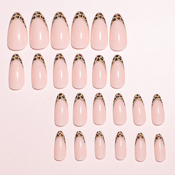 Elegant Leopard-Trimmed Press-On Nails Stornfield
