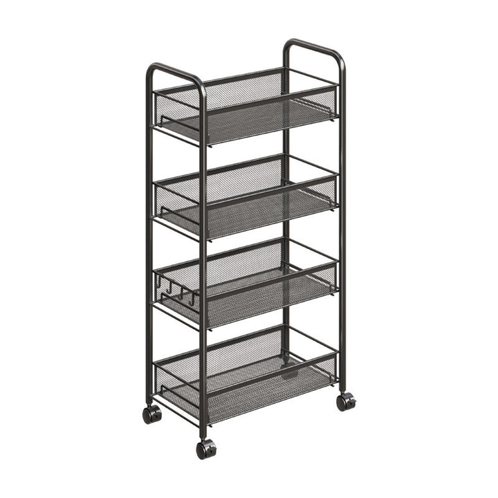 Tall Mobile Mesh Bathroom and Laundry Organizer Cart with Pull-Out Ventilated Baskets