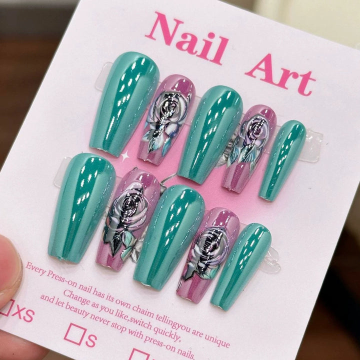 Artistic Floral Press-On Nails  1791254697