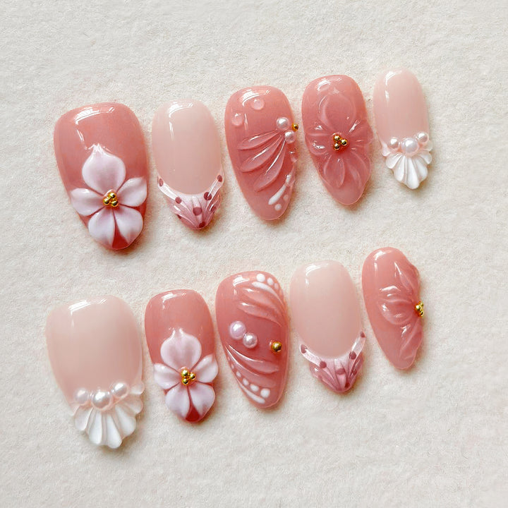 Decorative Floral-Themed Press-On Nails Stornfield