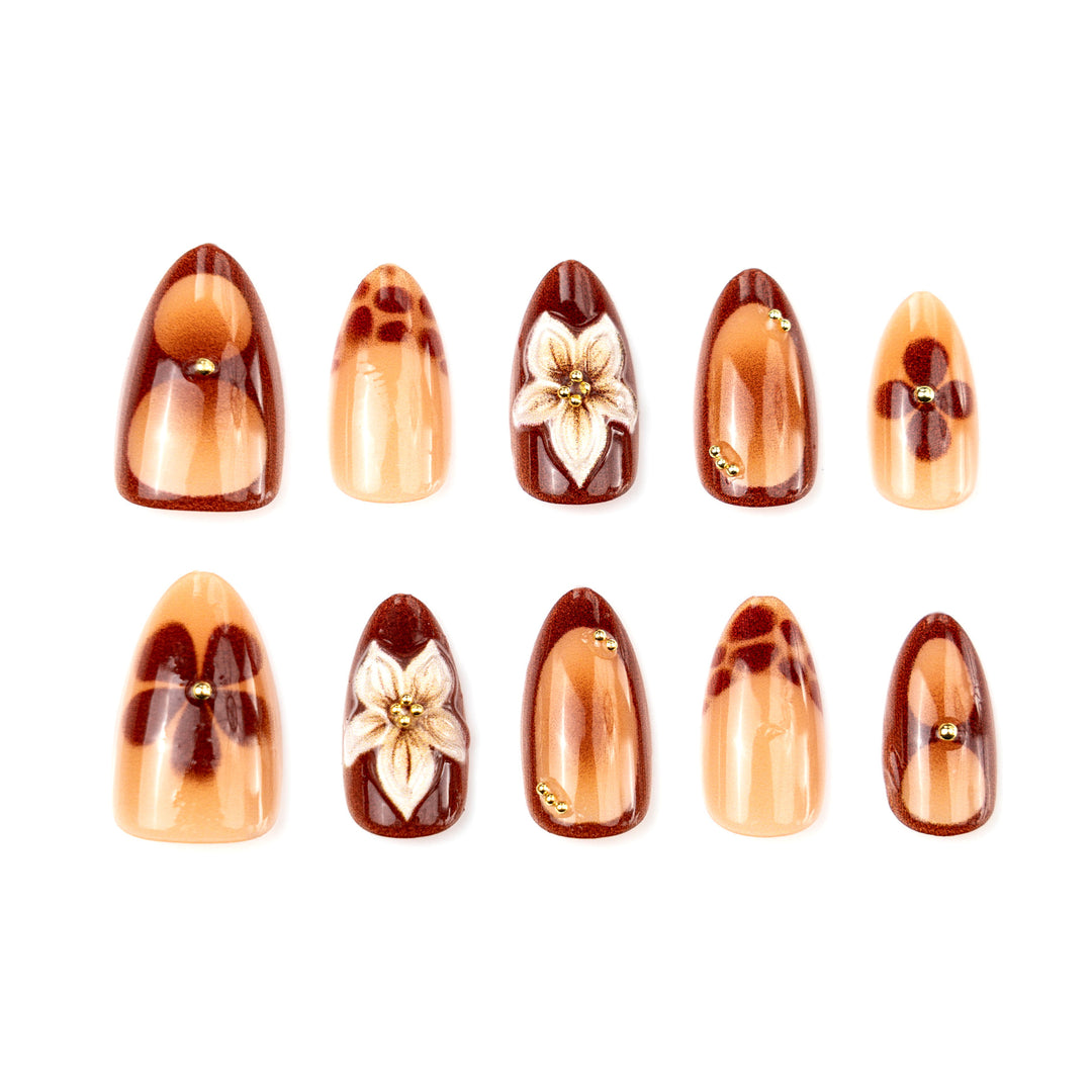 Elegant Nature-Inspired Press-On Nail Art Stornfield