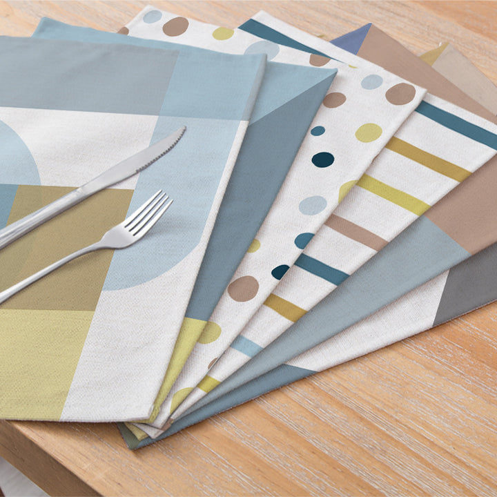Modern Geometric Linen-Texture Canvas Wall Art Print