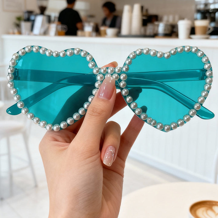 Heart-Shaped Pearl-Accent Sunglasses Stornfield