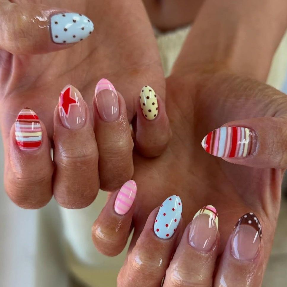 Acrylic nail set with creative and colorful designs Stornfield