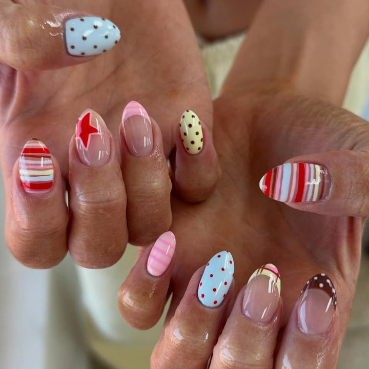 Acrylic nail set with creative and colorful designs Stornfield