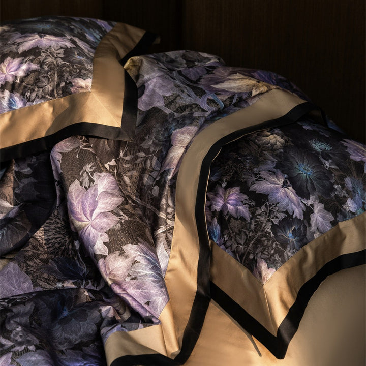 Luxurious Botanical Jacquard Sateen Duvet Cover Set with Contrast Hem & Hidden Closure