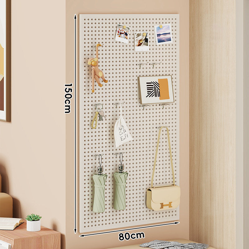 Large Vertical Perforated Wall Storage Panel with Adjustable Hooks and Accessory Mounts