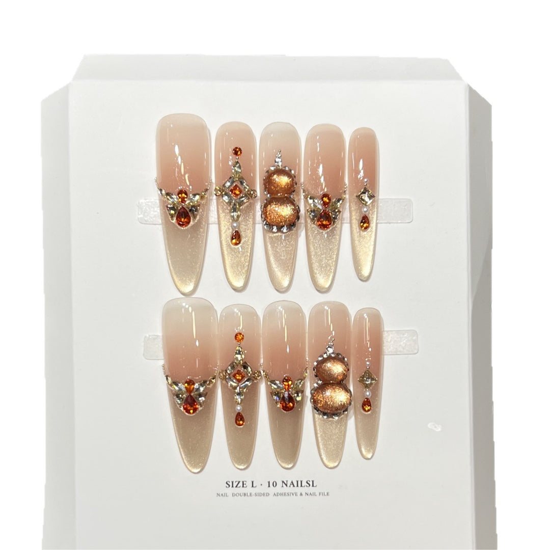 Decorative Stiletto Press-On Nail Set with Gemstone Accents Stornfield 1788224085