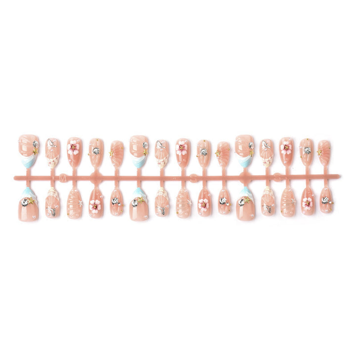 Acrylic nail set with filigree shell and flower decorations Stornfield