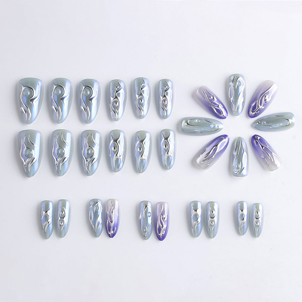 Artistic Press-On Nails with 3D Design Stornfield