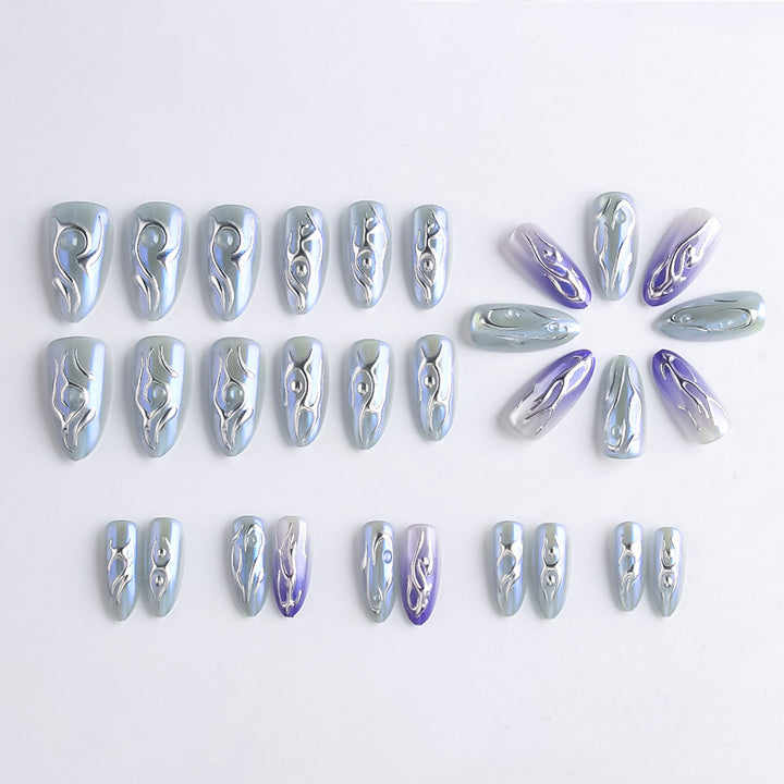 Artistic Press-On Nails with 3D Design Stornfield