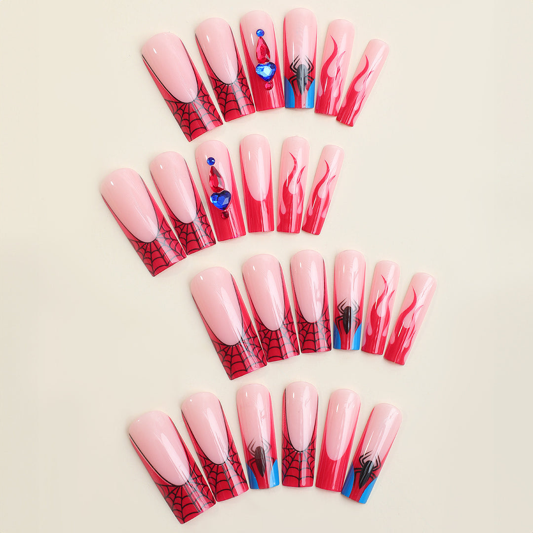 Artistic Press-On Nail Set with Spider-Man Theme Stornfield