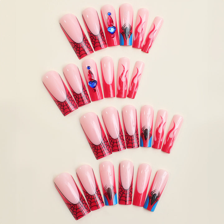 Artistic Press-On Nail Set with Spider-Man Theme Stornfield