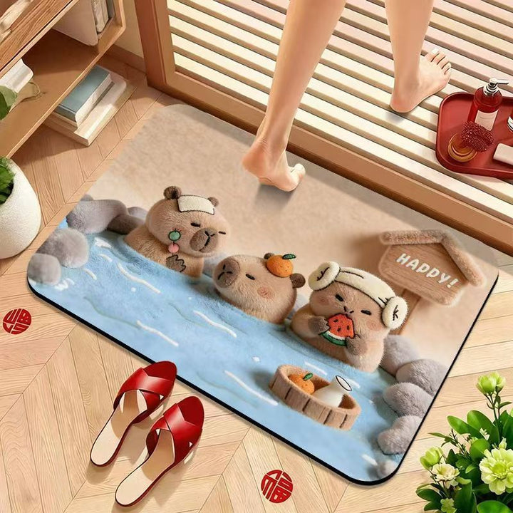 Cute Bear-Themed Plush Bath Mat