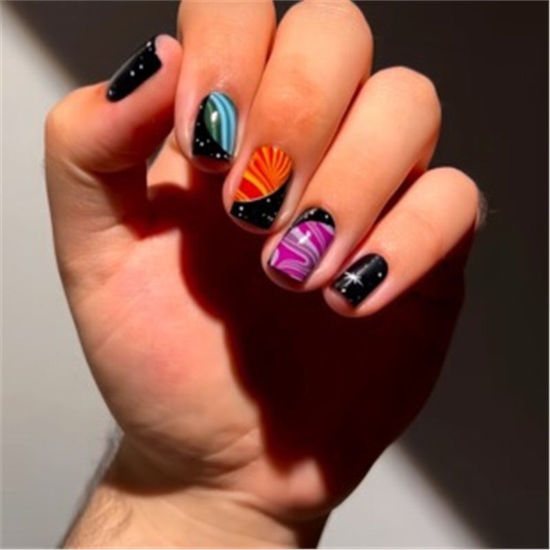 Artistic Press-On Nail Set with Premium Embellishments Stornfield