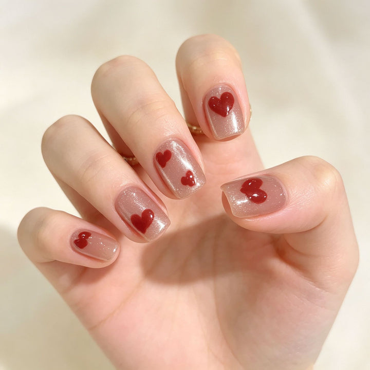 Heart-Themed Press-On Nail Design Stornfield
