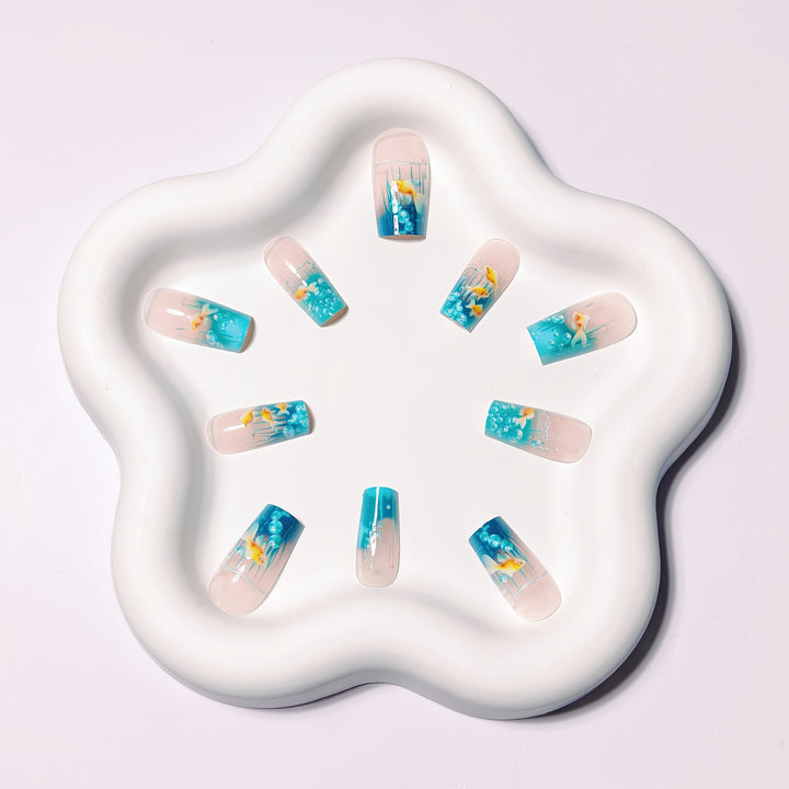 Creative art nails with maritime goldfish design Stornfield