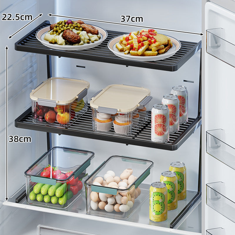 Two-Tier Adjustable Refrigerator Shelf Riser and Fridge Organizer