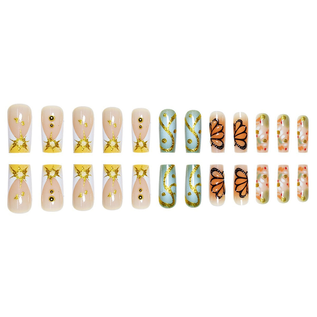Artistic Butterfly-Themed Press-On Nail Set Stornfield
