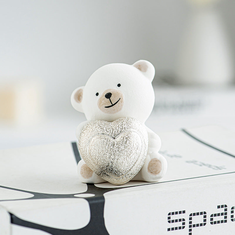 Kawaii Bear Figurine with Heart Stornfield