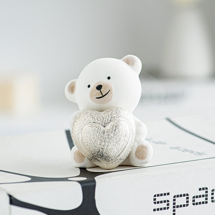 Kawaii Bear Figurine with Heart Stornfield