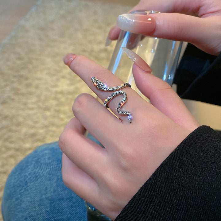 Elegant snake ring with sparkling zirconia stones Stornfield