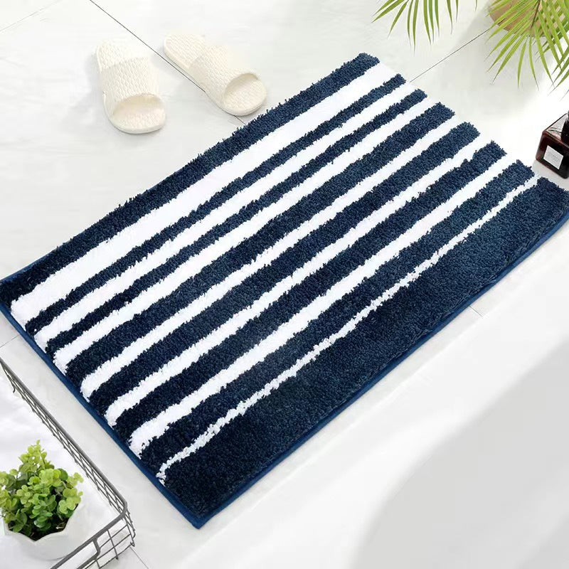 Luxurious Striped Plush Bath Mat