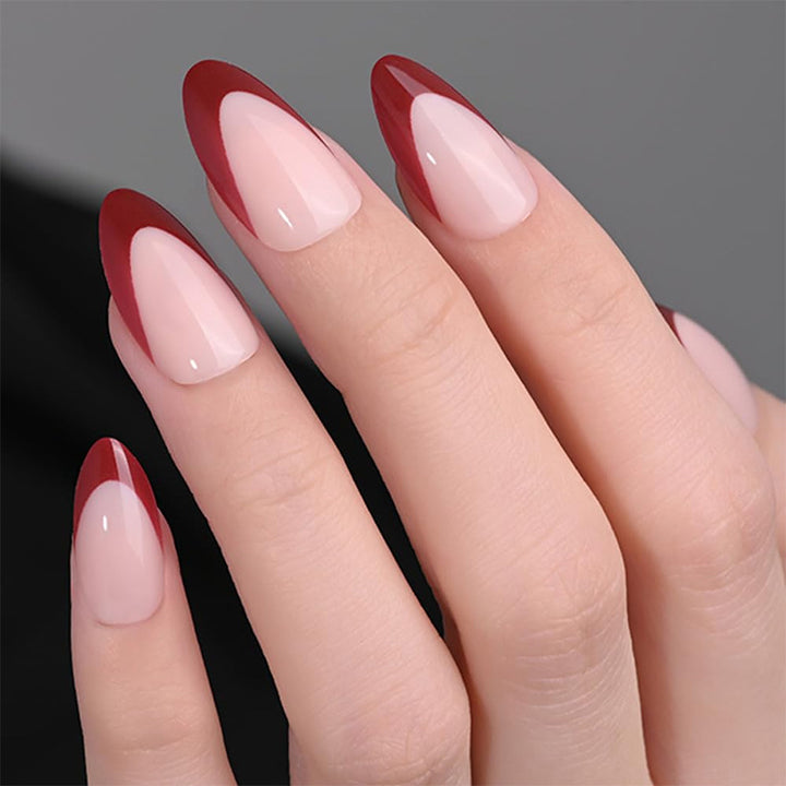 Artificial nail set with elegant French tips and modern accents Stornfield