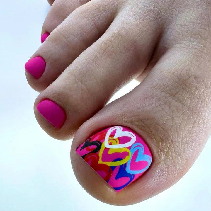 Artistic Heart-Designed Press-On Toenails Stornfield