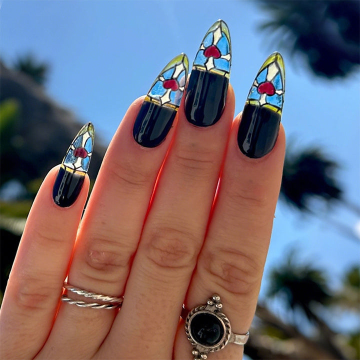 Creative Nail Art Set with Floral Stained Glass Design Stornfield