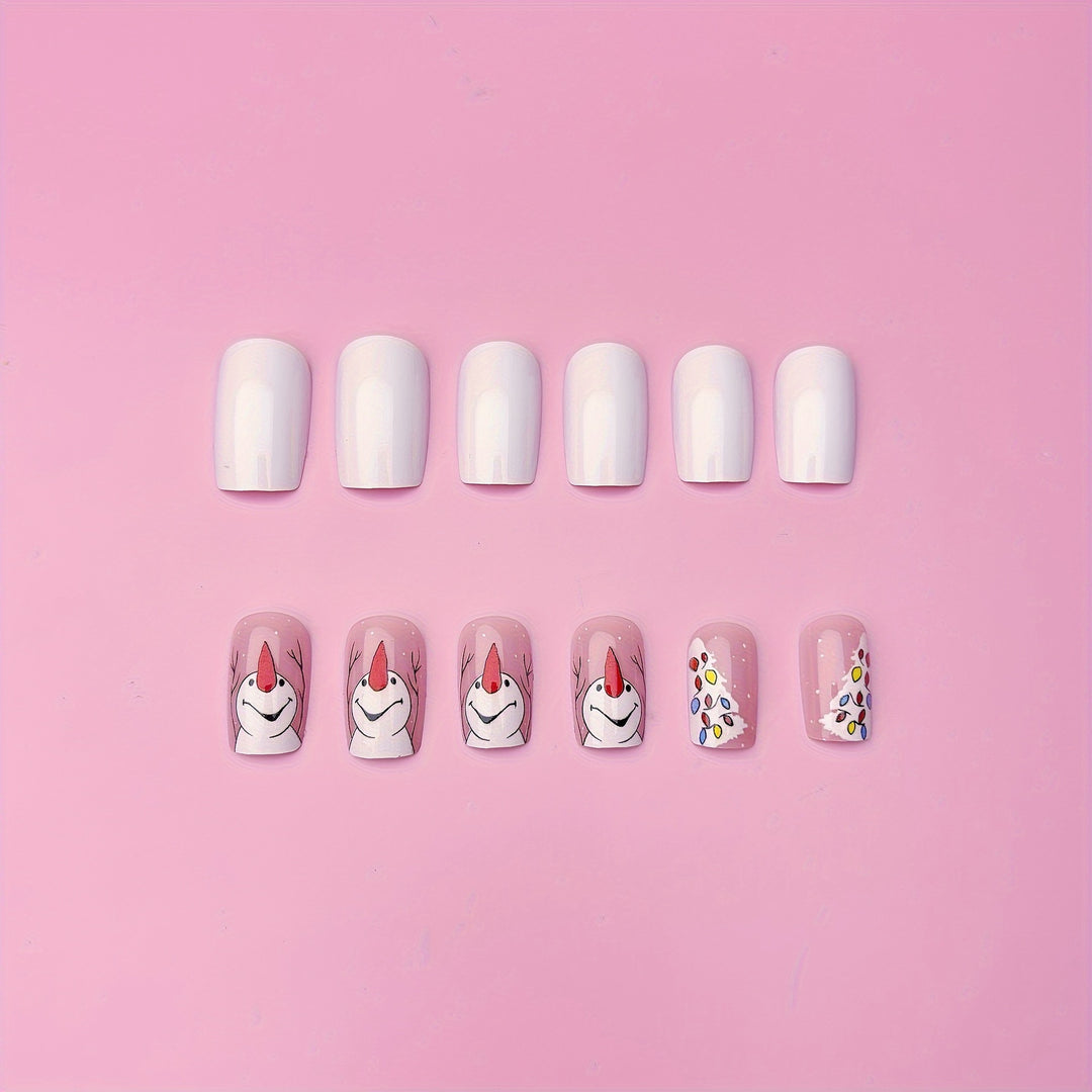 Artificial nails with Playful Festive Snowman Design Stornfield