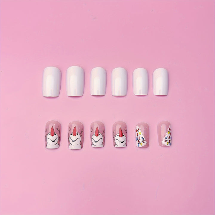 Artificial nails with Playful Festive Snowman Design Stornfield
