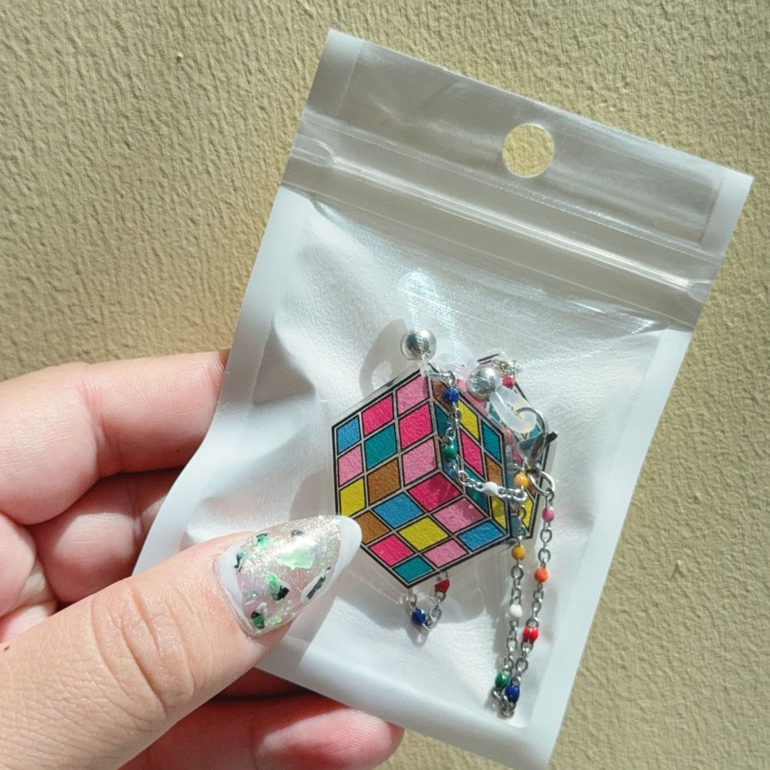 Colorful Rubik's Cube Dangle Earrings Stornfield