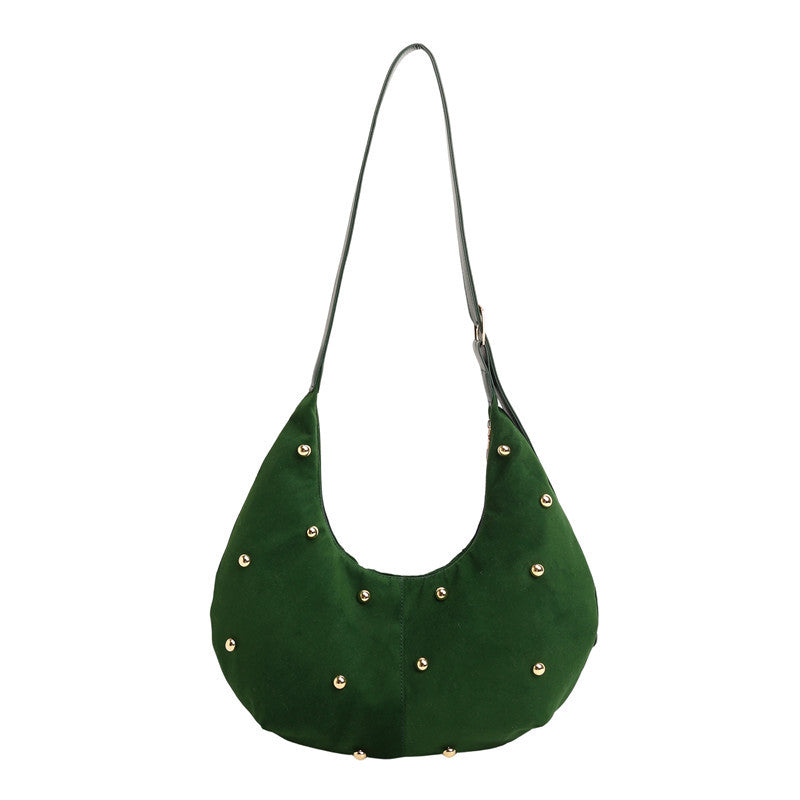WoTextured Suede Hobo Bag with Decorative Studs Stornfield