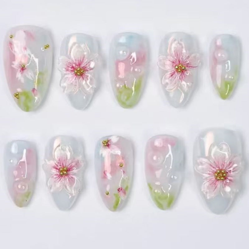 Nature-Themed Artistic Press-On Nail Set Stornfield