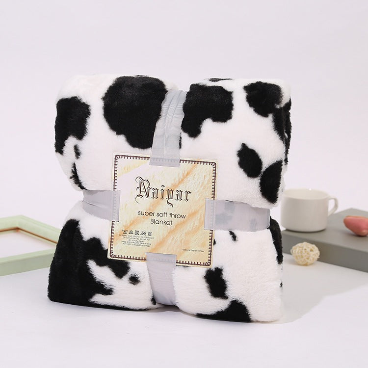 Ultra-Soft Cow Print Fleece Throw Blanket