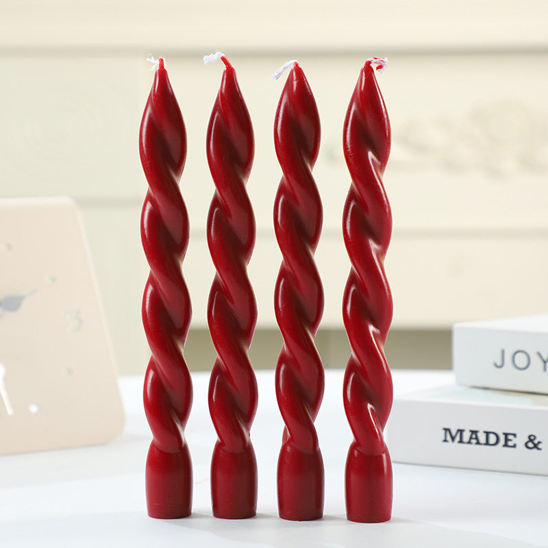 Twisted Spiral Taper Candle Set for Tabletop Decor