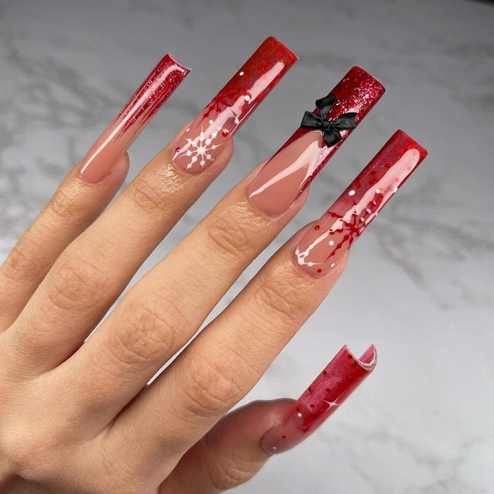 Artificial acrylic nails with glitter and Christmas design Stornfield