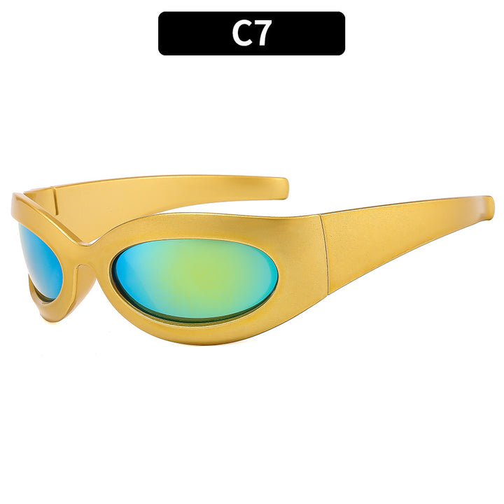 Sleek Futuristic Oval Sunglasses