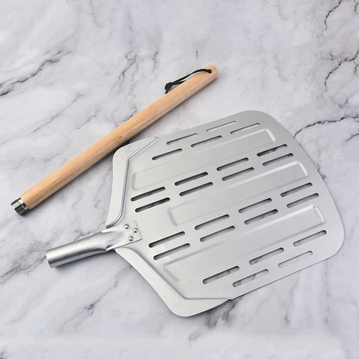 perforated aluminum pizza peel with detachable hardwood handle Stornfield