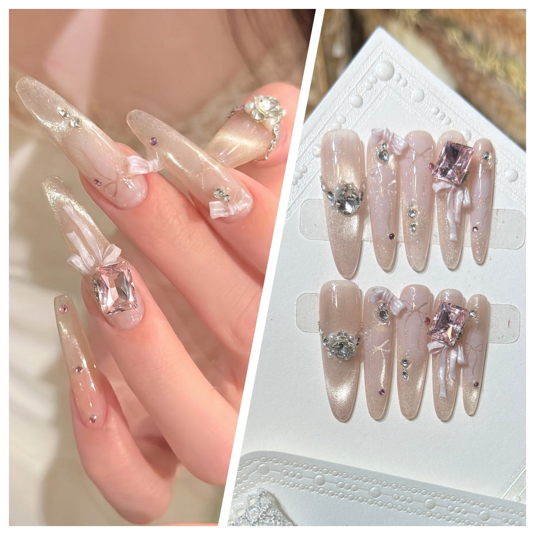 Artistic Stiletto Press-On Nail Set with Charming Patterns Stornfield