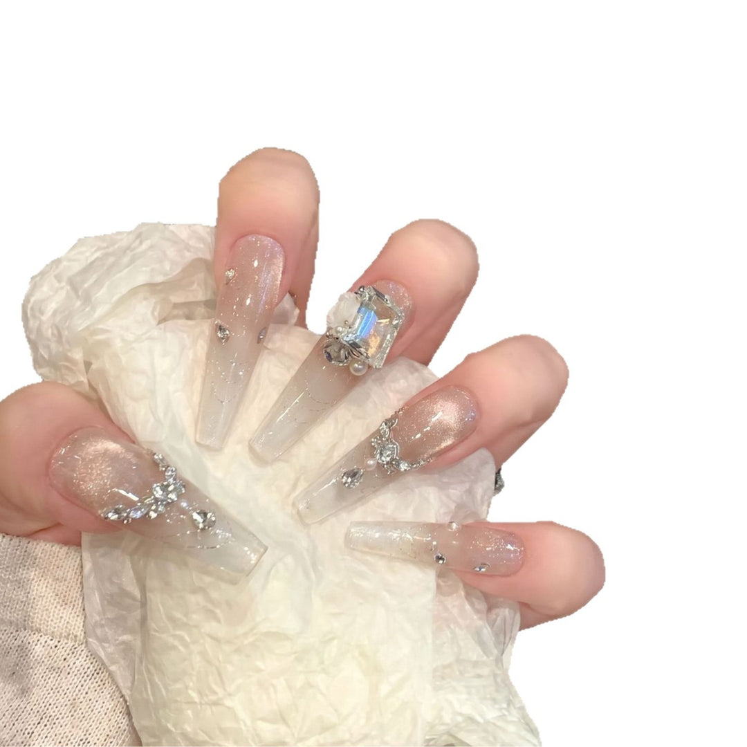 Elegant Rhinestone-Embellished Press-On Nail Set Stornfield