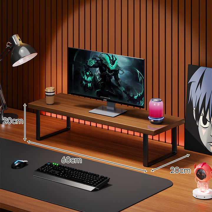 Solid Wood Monitor Riser with Minimal U-Frame Metal Legs
